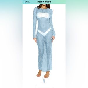 Brand New & Never Worn Light Blue Pearl Sheer Dress -OR- Swimsuit Coverup